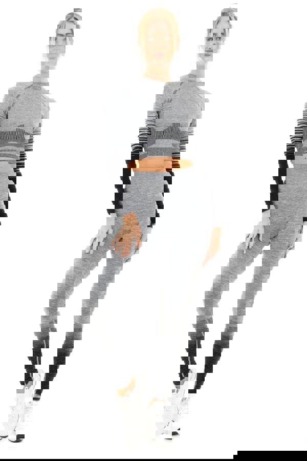 Smart Living Women's Gradient Stripe Leggings - Grey Marl/ Black