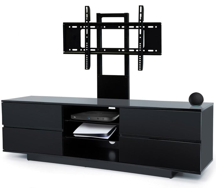 Centurion Supports AVITUS Gloss Black with 4-Black Drawers for up to 65" LED/LCD/Plasma TV Stand with Mounting Arm