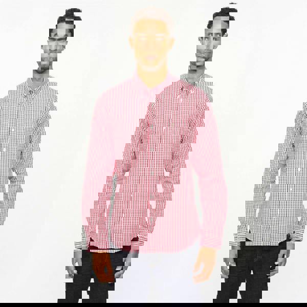 Gabicci V55GW01 Mens Fraser Long Sleeve Woven Check Shirt Gabicci Vintage - CHERRY