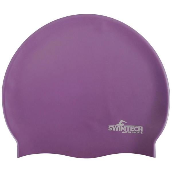 SwimTech Unisex Adult Silicone Swim Cap - Purple - 