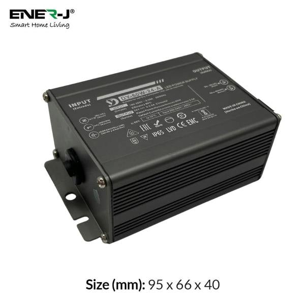ENER-J Waterproof 60W 24V Power Supply, Constant Voltage LED Driver (IP65/IP67 Rated)