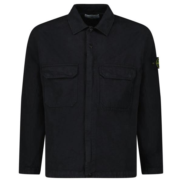 Stone Island Organic Cotton Ripstop Overshirt Black - chancefashionco