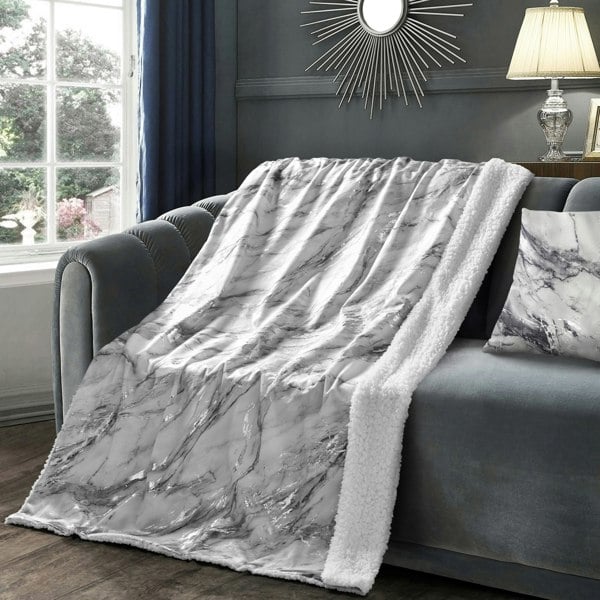 Velosso Metallic Marble Sherpa Reverse Throw - 150cm x 200cm