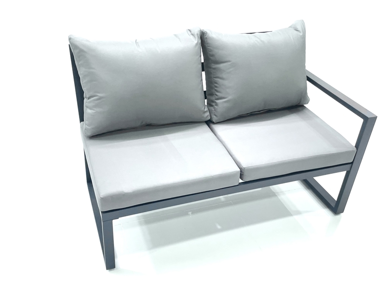 Fimous 9 Seater Aluminum Outdoor Garden Furniture Set with Corner Sofa, 2 Arm Chairs, Adjustable Rising Dining Table - Dark Grey