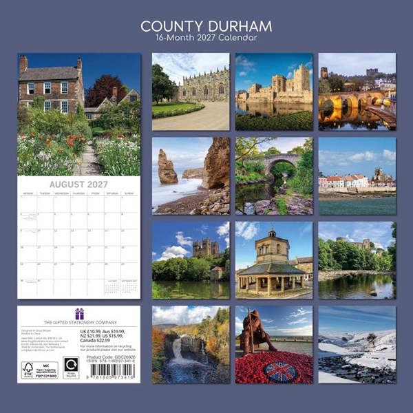 County Durham Calendar 2027, Wall Calendars, Month To View, Travel, Gift