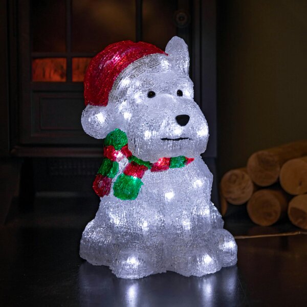 Samuel Alexander 31cm Light up Acrylic Christmas Westie Dog Decoration with 40 White LEDs