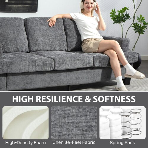 Wyld Haus Sefa Grey 3 Seater Sofa With Integrated USB Ports And Cup Holders