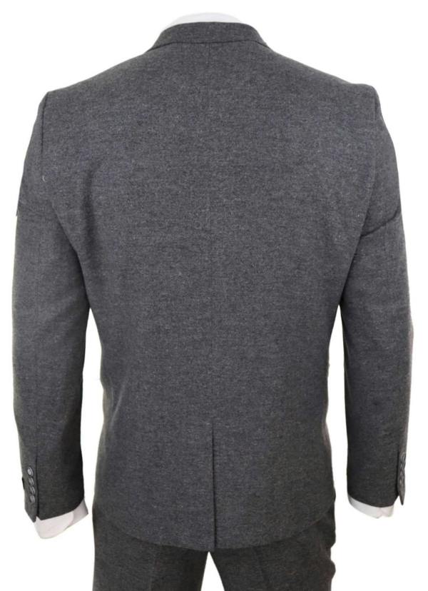 TruClothing Mens 3 Piece Grey Wool Tweed Vintage Retro Suit