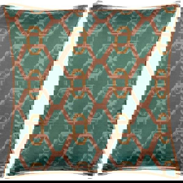 Paoletti Carnaby Satin Chain Geometric Cushion Cover - Teal