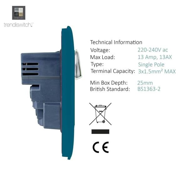 Trendi Switch 1 Gang USB 2100mA Plug Socket in Midnight Blue