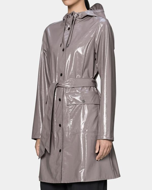 Rains Curve Long Womens Jacket - 194 Cinder Glaze. Detail. 