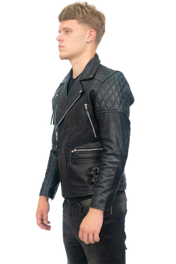 Infinity Leather Mens Cowhide Leather Biker Jacket-Nassau