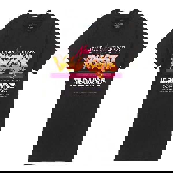 Stranger Things Unisex Adult WSQK TV Advert T-Shirt - Black