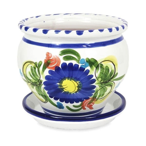Bola Pot 25x21cm Floral with 27cm Drainage Plate