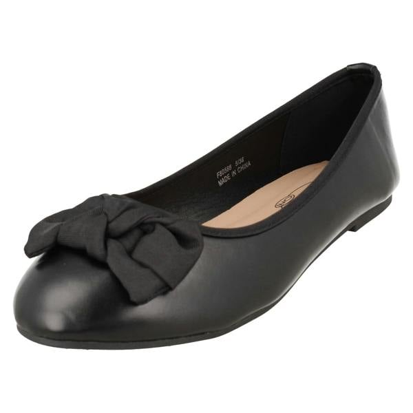 Spot On Ladies Spot On Flat Comfort Wide Ballerina Shoes F80588
