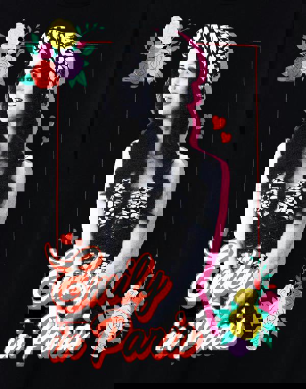 Emily In Paris Womens Black Floral Short Sleeved T-Shirt