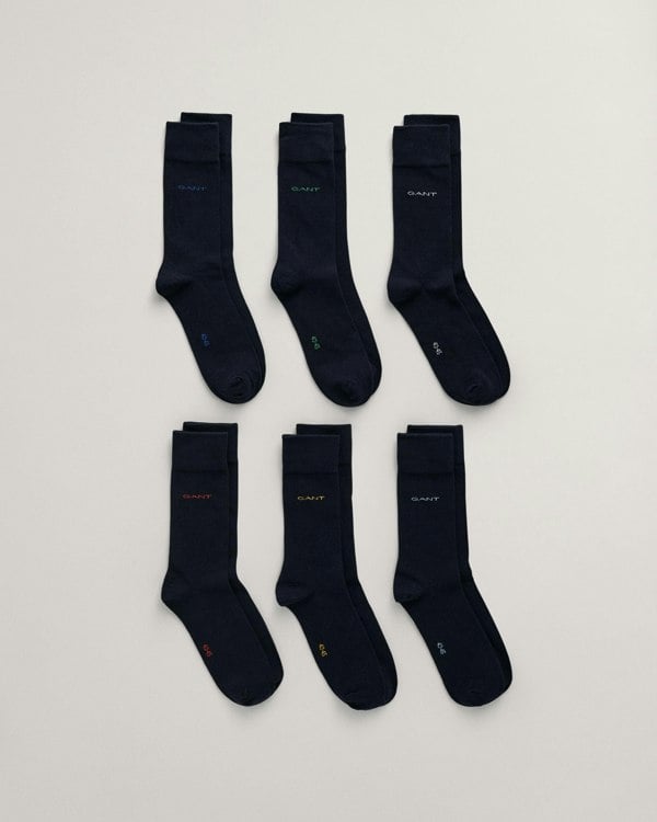 Gant Mens Soft Cotton Socks 6-Pack - 410 Marine