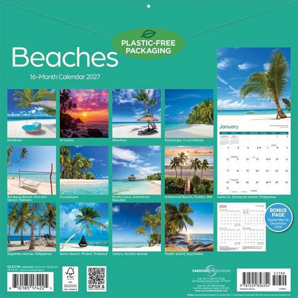 Beaches Calendar 2027, Wall Calendars, Month To View, Travel, Gift