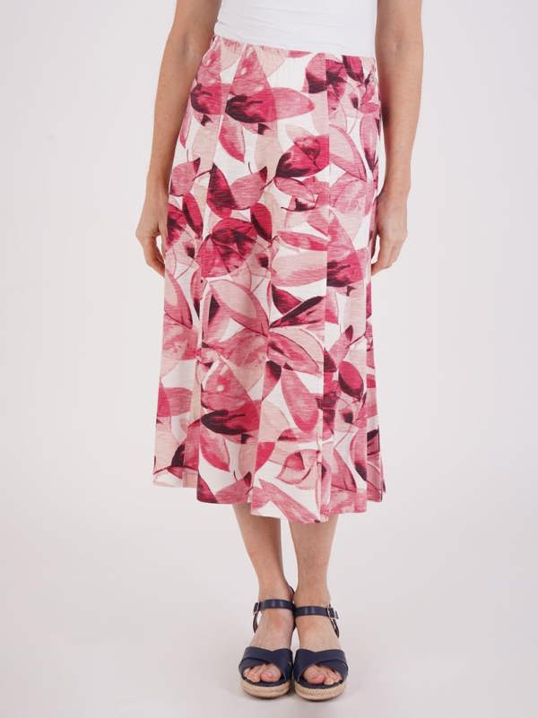 TIGI Summer Scattered Leaf Print Skirt-regular