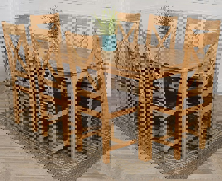 That's Furniture Oslo 180 x 90cm Large Oak Dining Set with Berkeley Oak Chairs