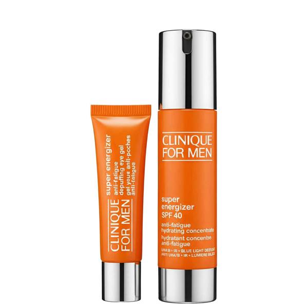Clinique Bundles Duo: Mens Super Energizer Depuffing Eye Gel 15ml / 0.5 fl.oz. & Super Energizer SPF40 48ml / 1.6 fl.oz.