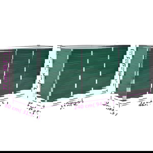 Berkfield Garden Raised Bed Galvanised Steel 240x80x77 cm Green