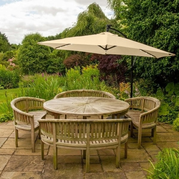 Monstershop Beige 3m LED Cantilever Parasol