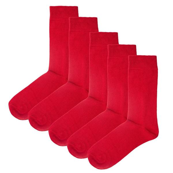 Jemsox 5 Pack - Men’s Luxury Red Plain Colour Organic Cotton Comfort Welt Socks – UK 6-9
