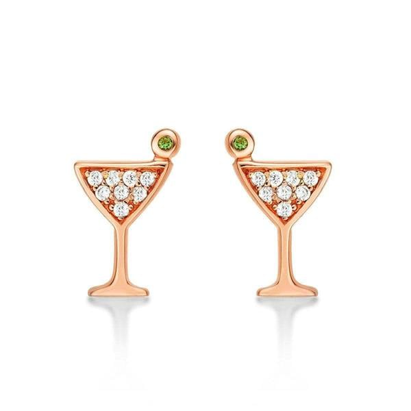 Rose Gold Cocktail Glass Stud Earrings for Women - namana.london