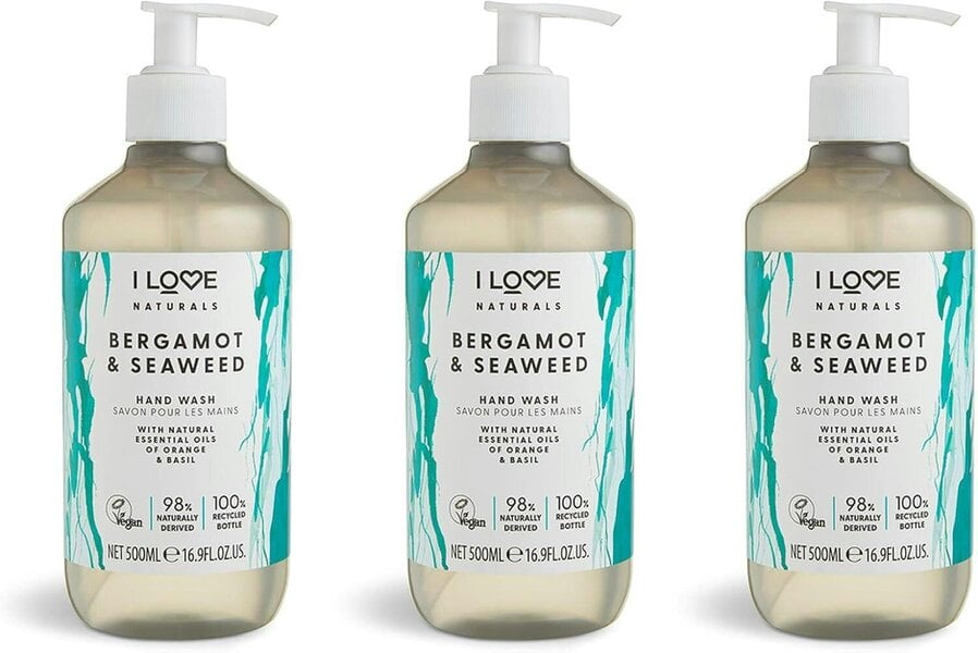 I LOVE Naturals Bergamot & Seaweed Hand Wash, 3 x 500ml