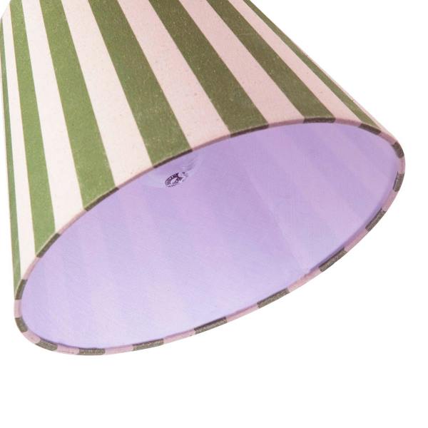 Olive Green and Oatmeal Linen Striped Coolie Shade with Cotton Inner Image 5