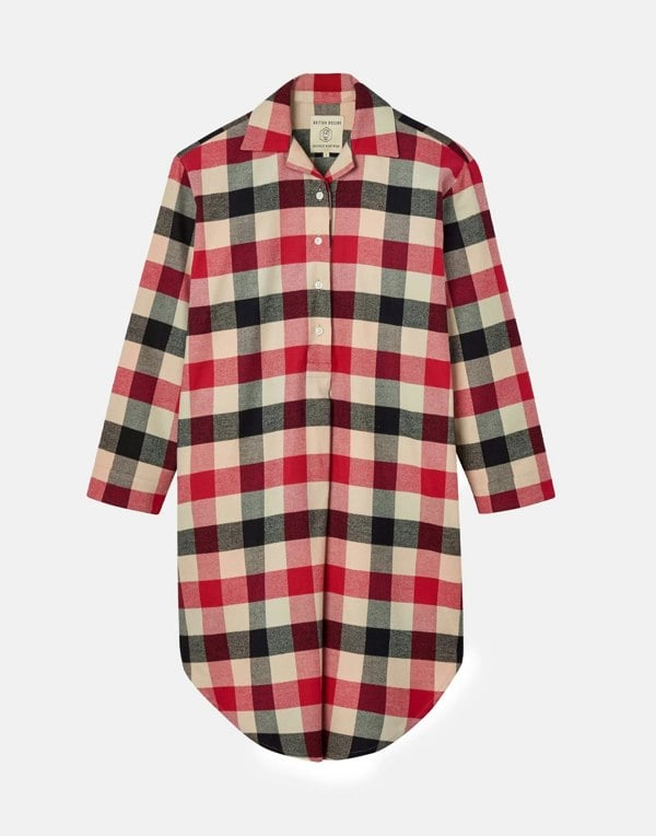 Women's Brushed Cotton Nightshirt – Red Shire Square - British Boxers