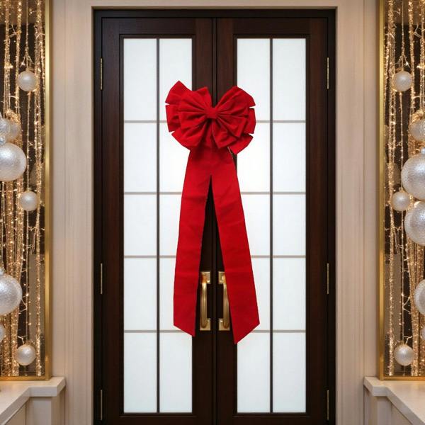 Christmas Hanging Flocked Jumbo Bow