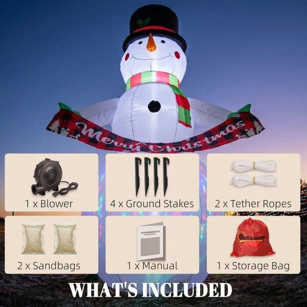 Bobobiy Inflatable Christmas Decoration, 6.7FT Christmas Inflatable Snowman with Colourful LED Light