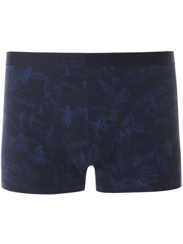 Derek RoseTrunkToile 7 Print Pima Cotton Boxer Trunk, NavyBoxers - and - Briefs.net