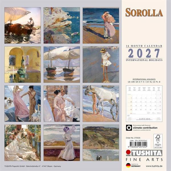 Joaquin Sorolla Calendar 2027, Wall Calendars, Month To View, Art, Gift