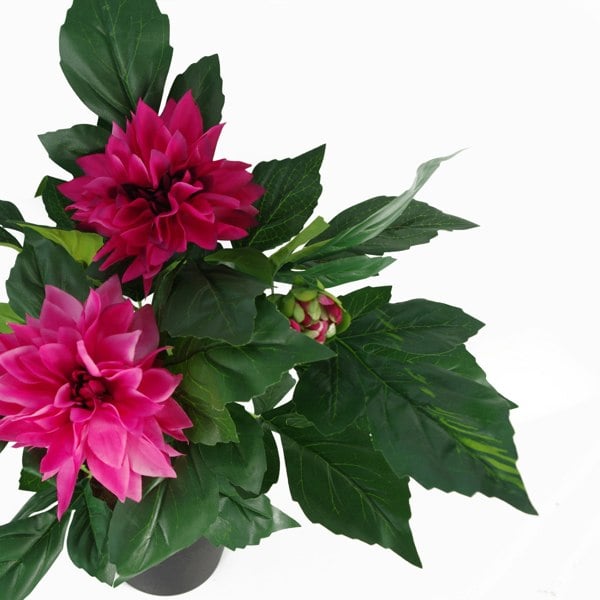 Leaf 50cm Artificial Dhalia Plant Pink