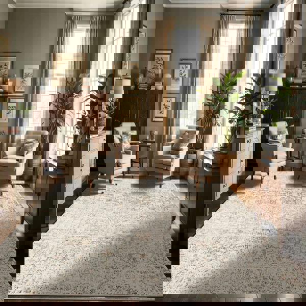 Livabliss Indigo-Vintage Grey Beige Off-White Traditional Boho Rug