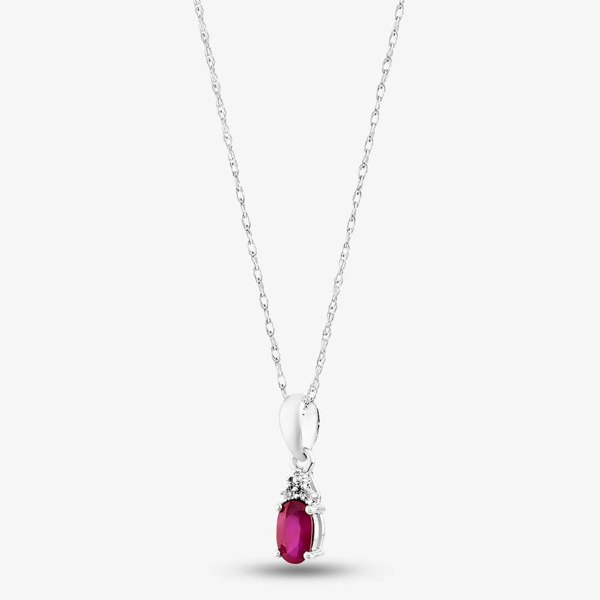 T. H. Baker 9ct White Gold 0.26ct Ruby & 0.007ct Diamond Pendant QP00178 9KW/RUBY