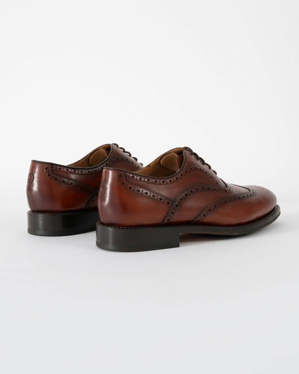 back of Oliver Sweeney Hunstanton Hand Antiqued Calf Leather Mens Oxford Shoes in Cognac
