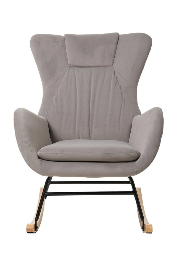 Living and Home Light Grey Velvet Upholstered Rocking Chair