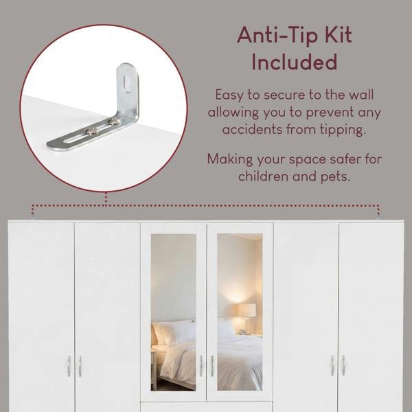Vida Designs Riano 6 Door 3 Drawer Mirrored Wardrobe