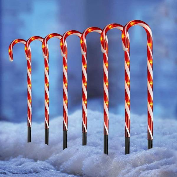 72cm Candy Cane Stake Lights Set of 4 in Red and White, Red White and Green or Multicolour image 4