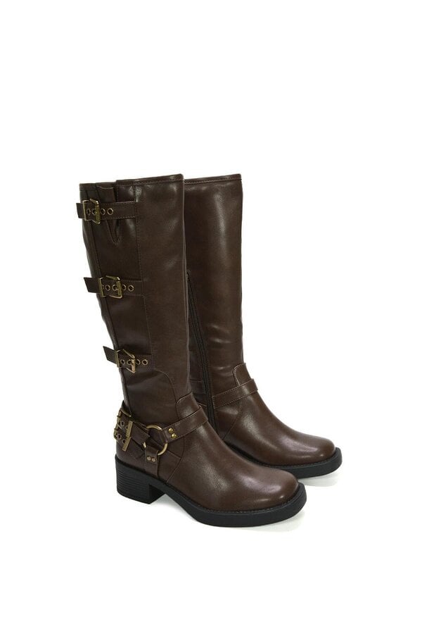 XY LONDON Harness square toe Knee High Biker Boots