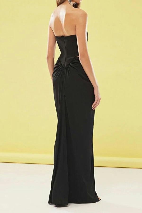 WOVCOR Long Evening Dress with Waist Cutout and Corset-Look