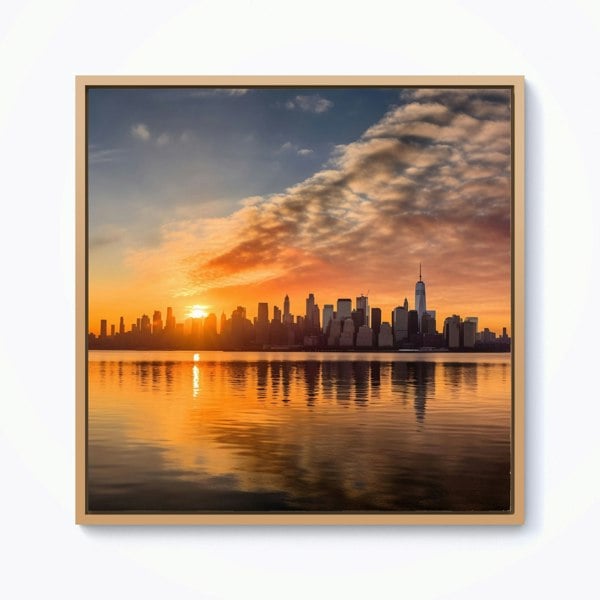 Warren Reed New York At Sunrise Framed Canvas