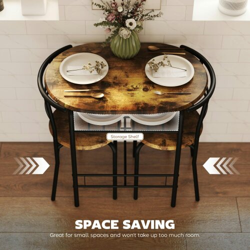 Wyld Haus Vespa Rustic Brown Compact 3 Piece Dining Table And Chair Set
