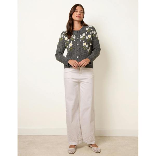 Blue Vanilla Floral Knit Button Front Cardigan
