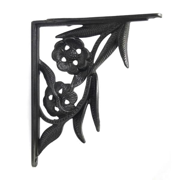 Pair of Antique Cast Iron Decorative Flower Shelf Brackets - 200mm x 175mm