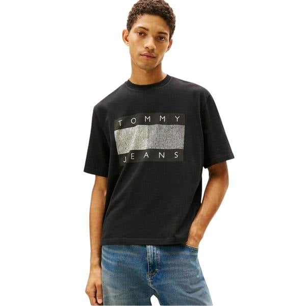 Tommy Jeans Mens Logo Jersey T-Shirt - Black - 